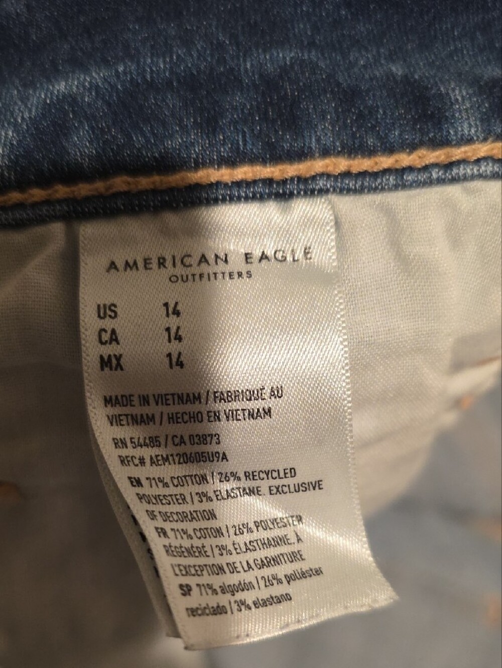 American Eagle Outfitters Distressed Dark Blue Denim Jean Shorts - Picture 4 of 9